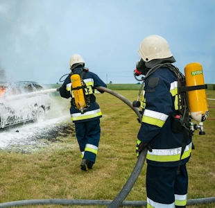 Akcja strażacka gaszenia pojazdu