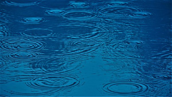 Zdjęcie wody z kręgami od kropel deszczu