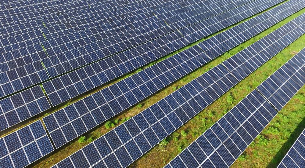 Farma fotowoltaiczna na polu.