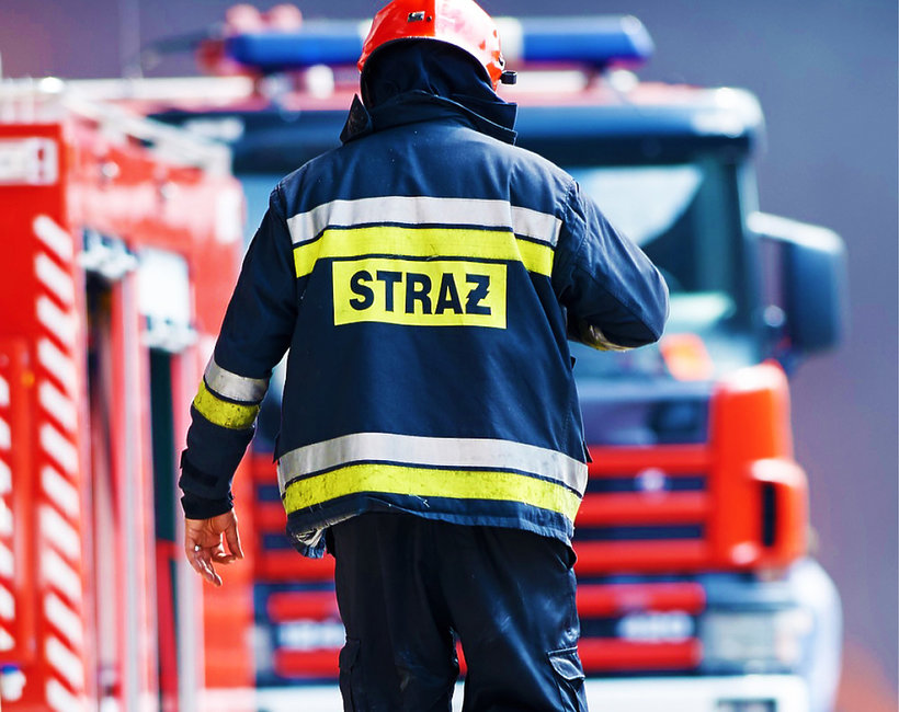 Strażak podczas akcji.