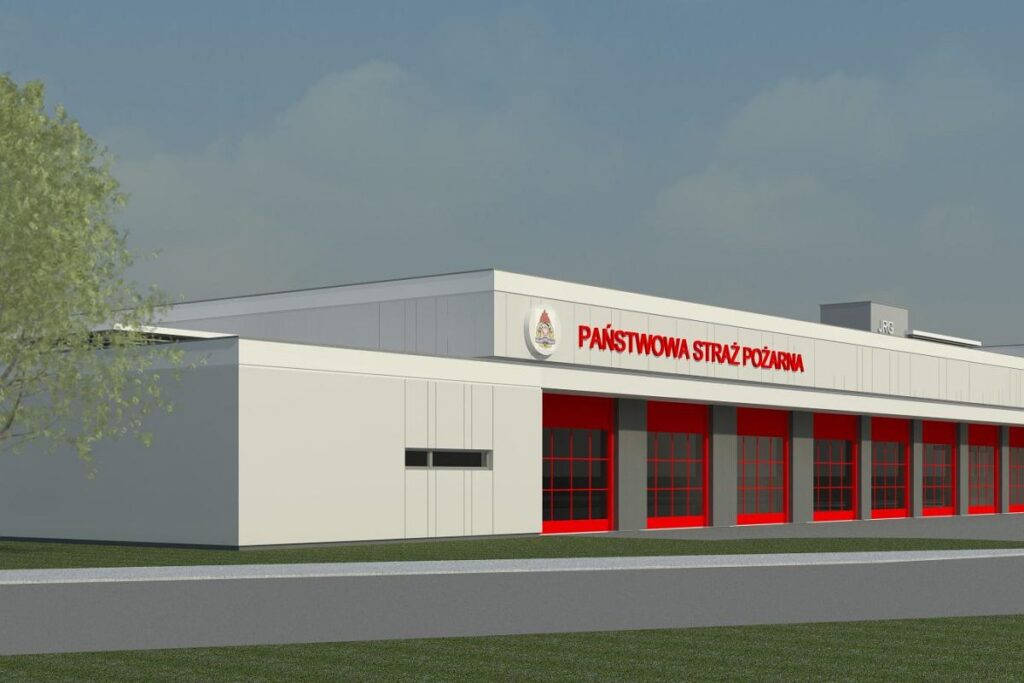 Grafika z budynkiem Straży Pożarnej