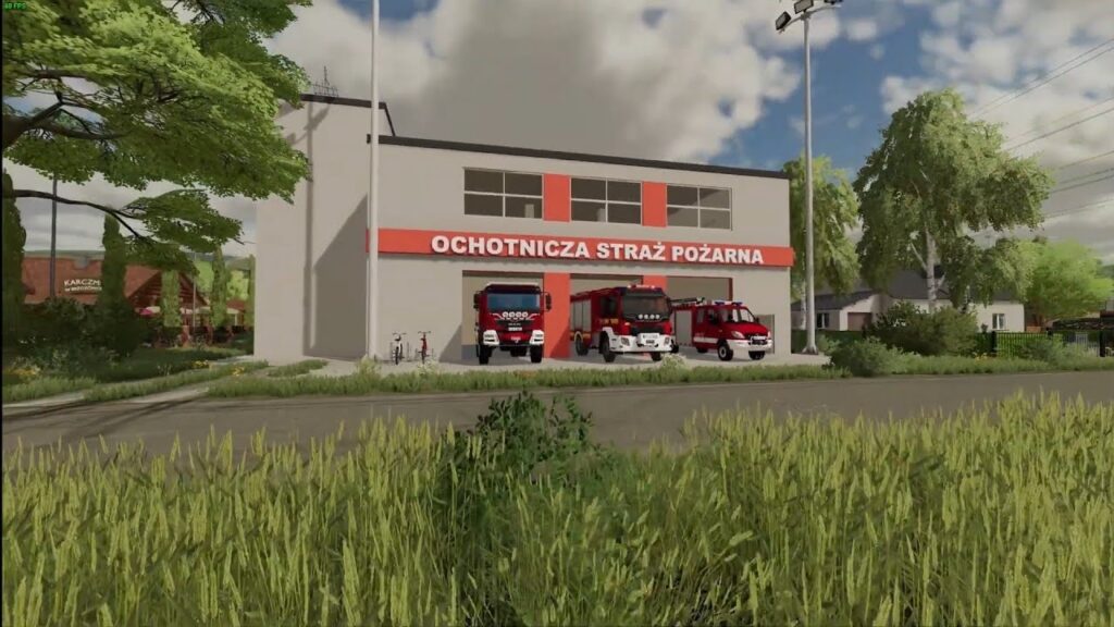Grafika przedstawiająca remizę strażacką.